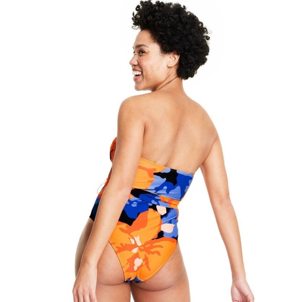 Tabitha Brown for target one piece strapless swimsuit Tropical print NWT - Picture 4 of 6